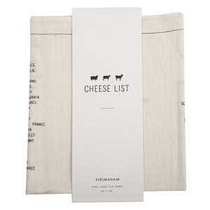 Cheese List Tea Towel